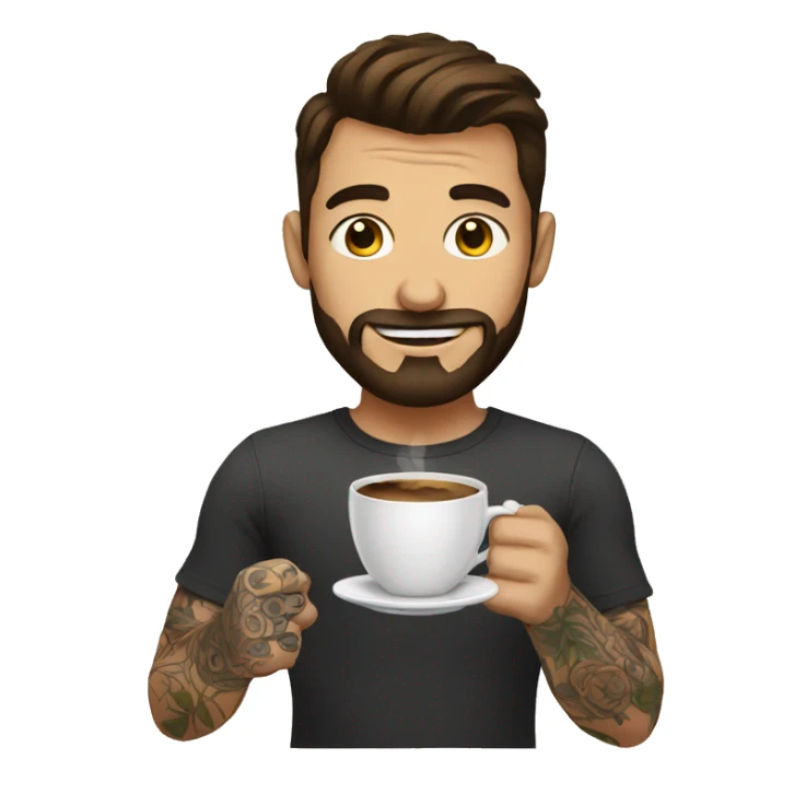 tattooed men making a cup of coffee sticker