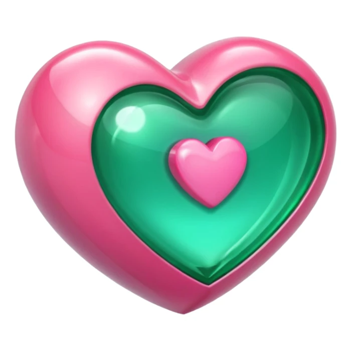 emerald heart with one mini pink heart inside of it  sticker