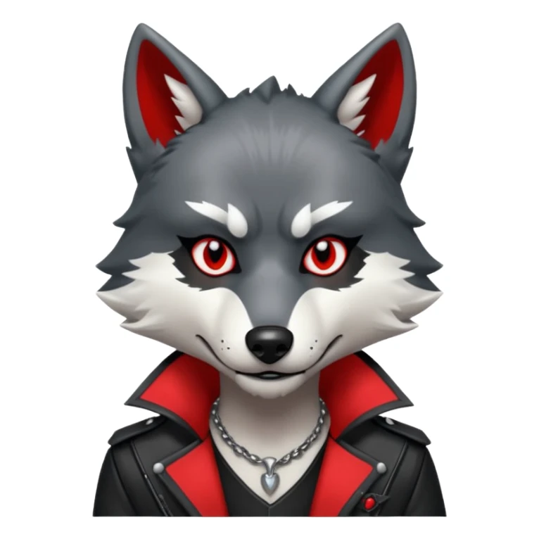 Anthropomorphic Anthro Furry punky gothic black white and red badass cool stylish handsome smexy Animal-furry-fursona sticker