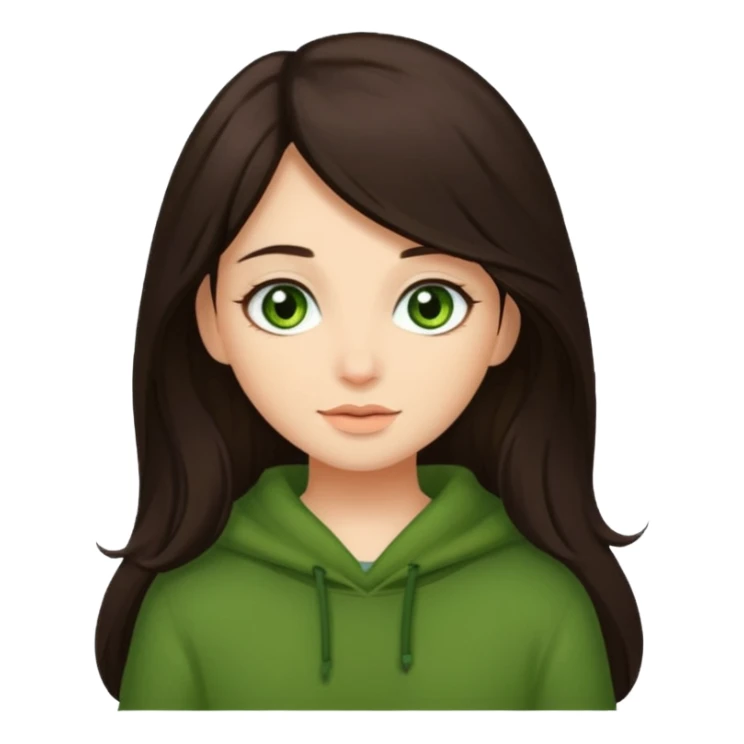 Cozy girl long dark brown hair and green/ hazel eyes sticker