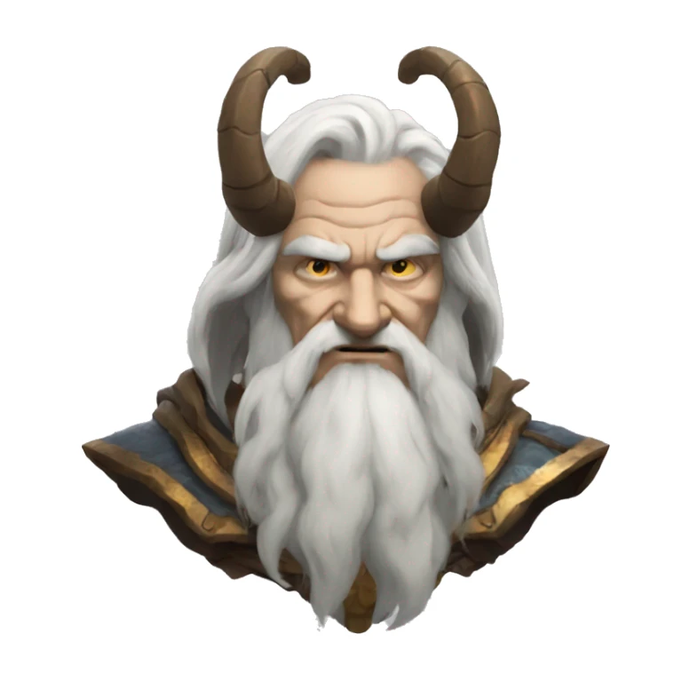 Mimir from God of War with horns and an old man  sticker
