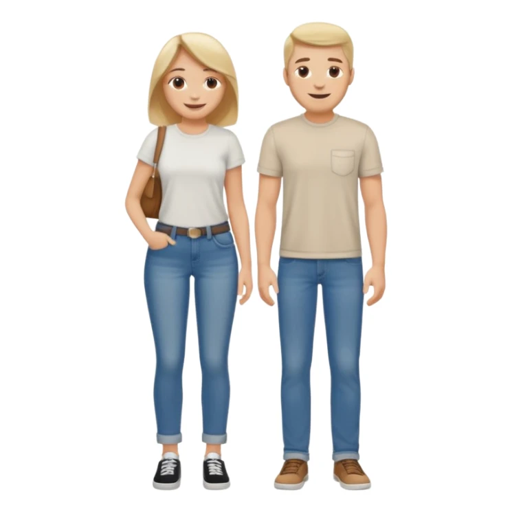 full-length relaxed couple in jeans and t-shirts sticker