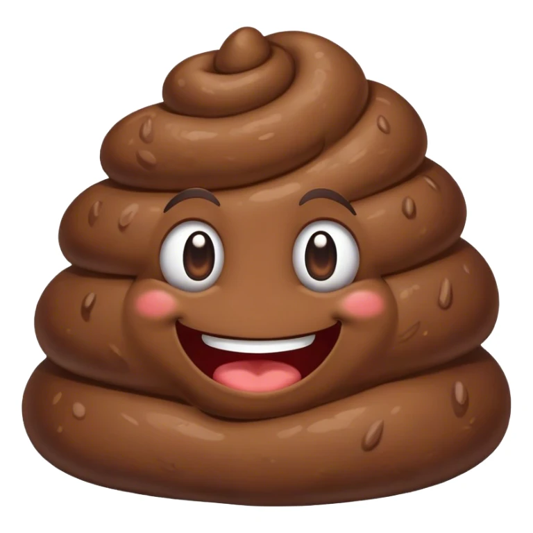 A pile of poop with face sticker