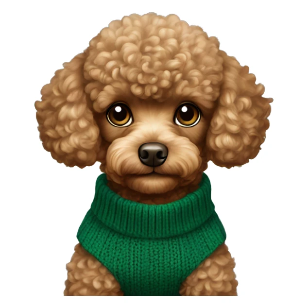 Red toy poodle wearing emerald green sweater sticker