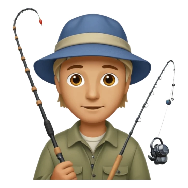 a man holding a fishing rod sticker