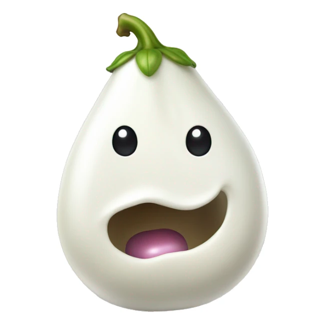 White eggplant with milk leaking out of it sticker