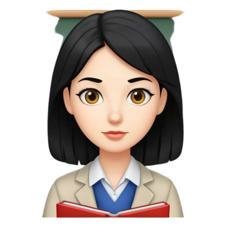 Teacher girl with black hair  sticker