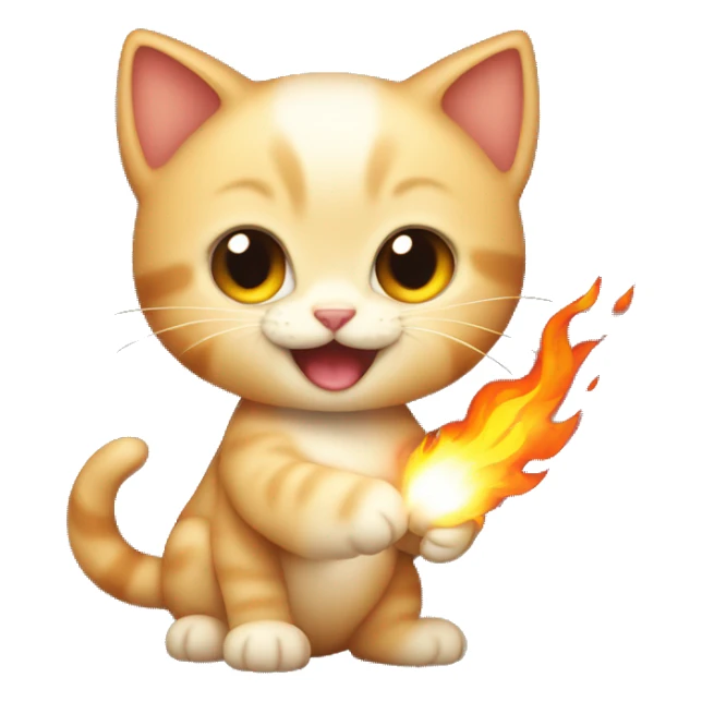 kitten holding flare that is on fire sticker