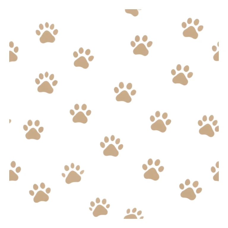 Cat paw prints trail in soft brown tones, forming a natural walking path, clean minimalist vector or PNG style, light beige background, flat top view, spaced footprints like a walking motion, warm and aesthetic design sticker