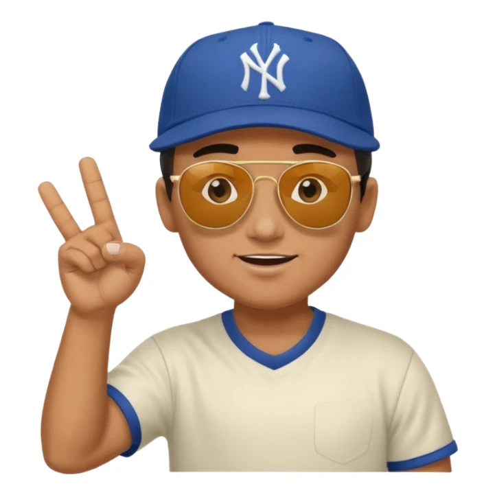 Cool hip guy with NY baseball cap and sunglasses flipping someone off sticker