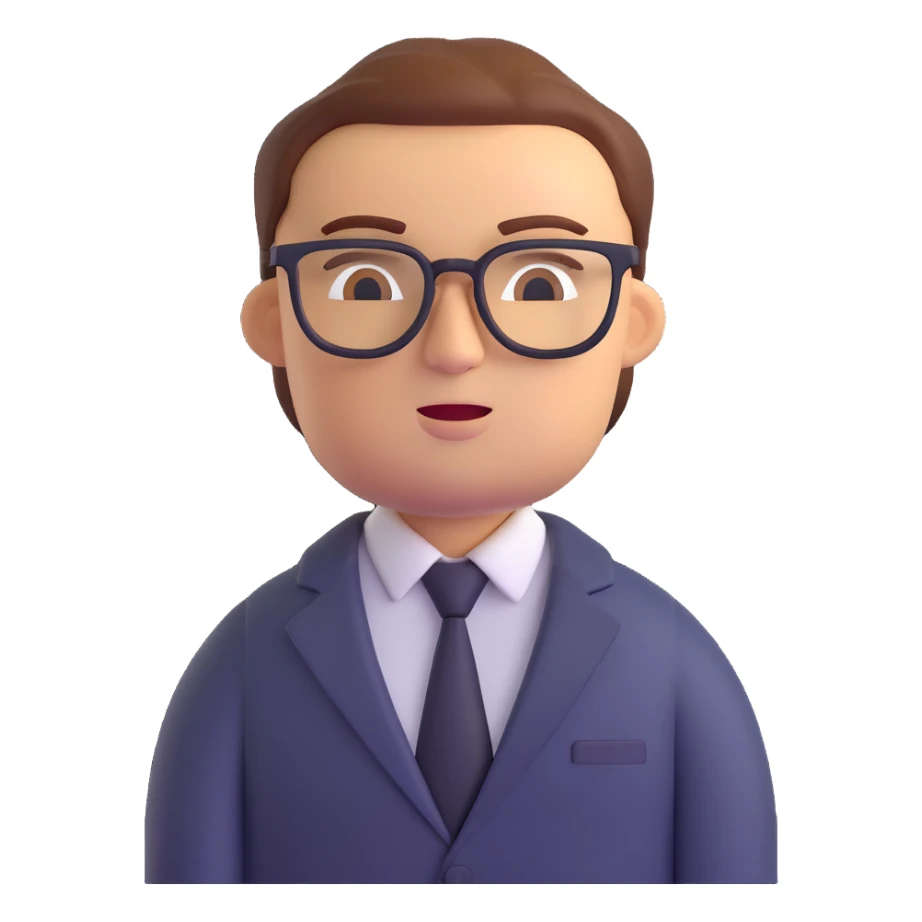 boss emoji, strict manager with glasses, white person sticker