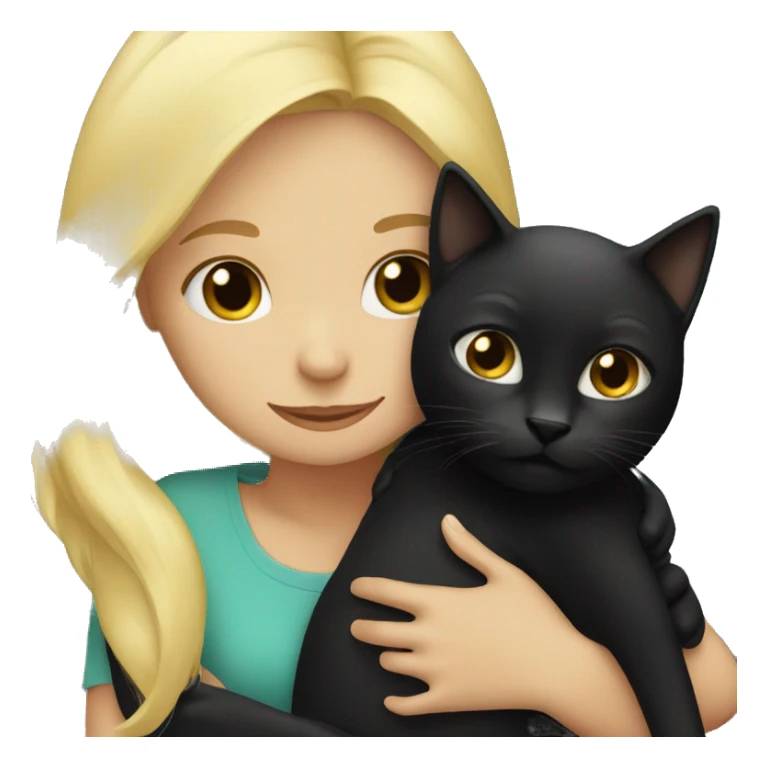 Blonde girl hugging black cat sticker