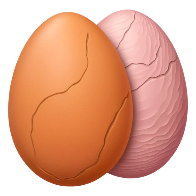 two skin tone peachy beige-pink egg shaped balls/spheres, both same size and same color, add a bumpy, loose, veiny, wrinkly skin texture with folds to both. no face.  sticker