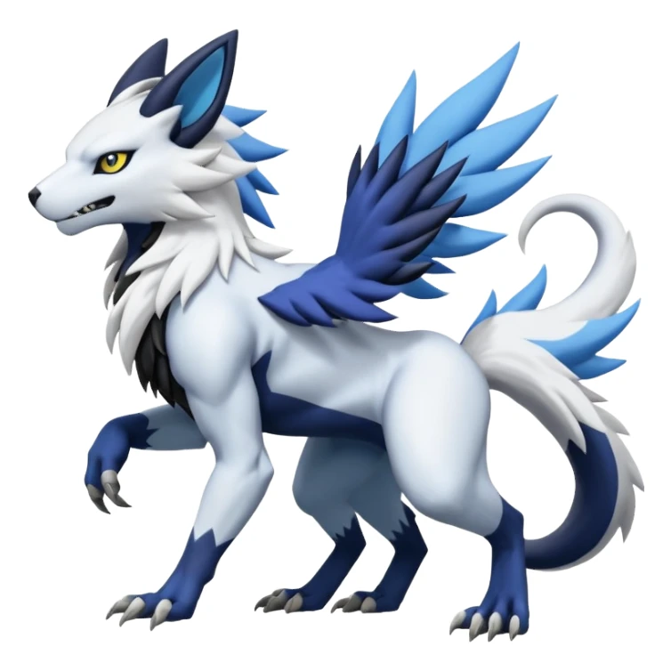 Garurumon-Zeraora-Renamon-Absol-fusion-hybrid-creature (full body sticker