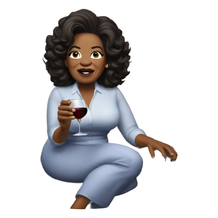 Oprah Winfrey mad and drinking a bottle of wine while watching TV sticker