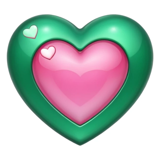 emerald heart with one mini pink heart inside of it  sticker