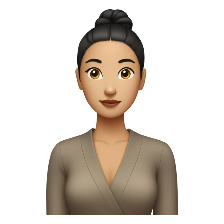  tan Asian girl with a middle part slick back bun  sticker