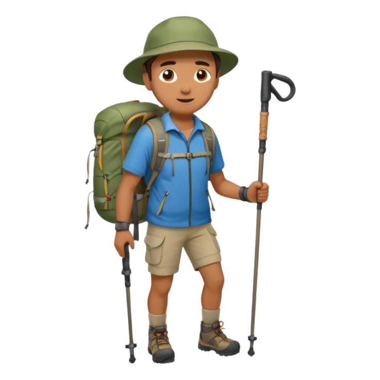 A man wearing hiking clothes and carrying trekking poles. sticker