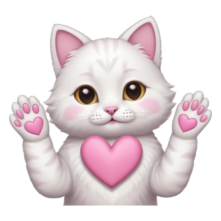 Cute white cat making heart shape with his hand above the head sticker