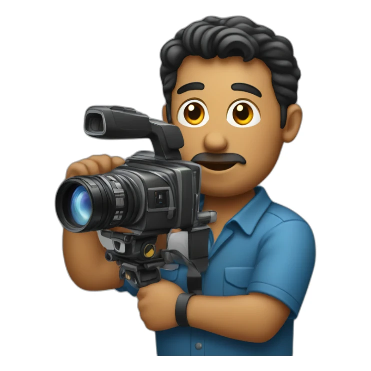 Latino film director holding a cinema camera sticker