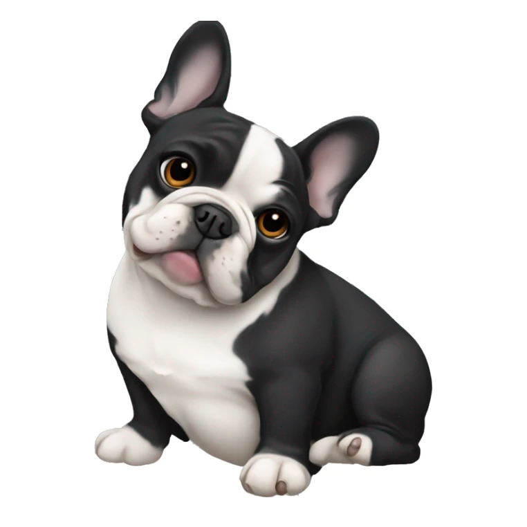 black and white french bulldog in love sticker