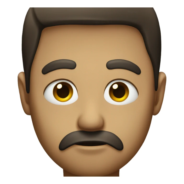 The most bland, dead eyed stare with a hmm mouth sticker