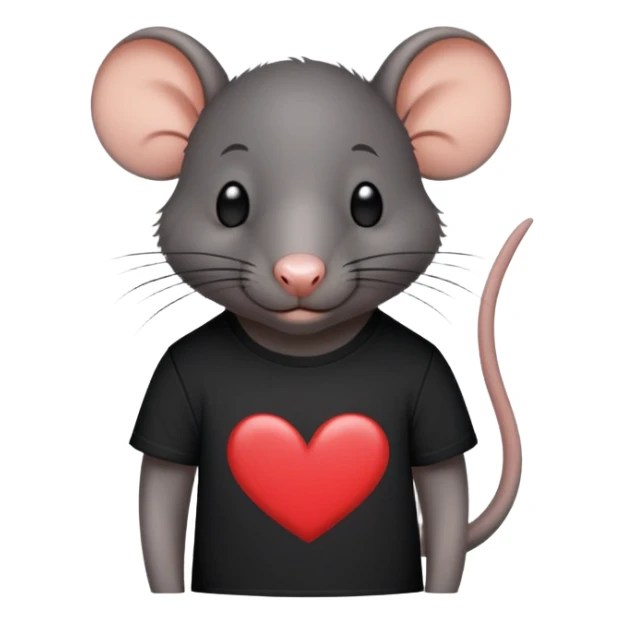 All black rat with "stevie ❤️" on his T shirt sticker