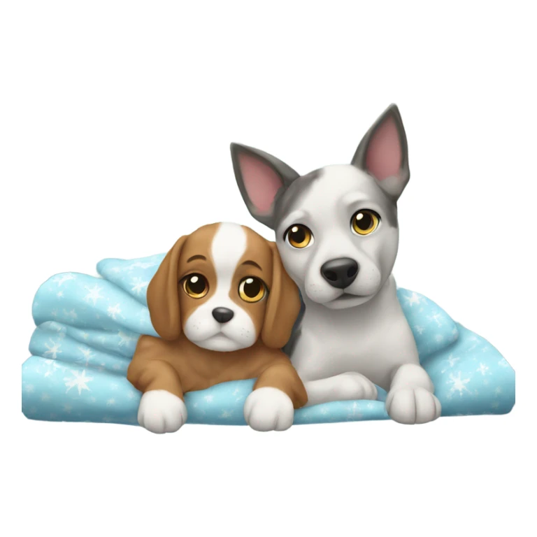 Dog and cat snuggling wearing Christmas pyjamas  sticker