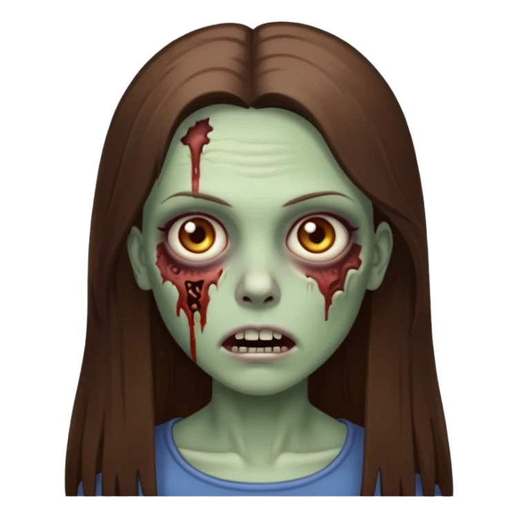 a zombie woman with straight brown long hair sticker