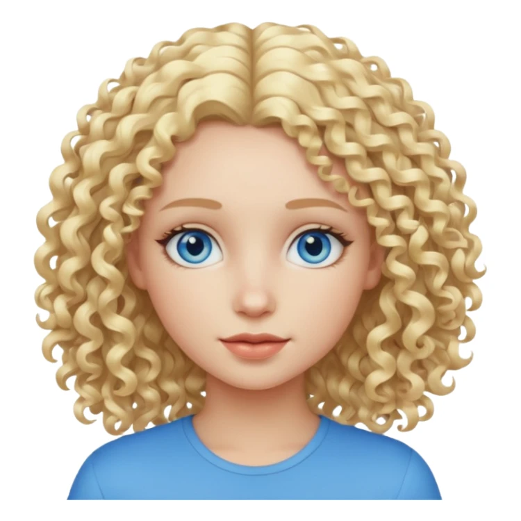 Cool blond curly girl blue eyes. Cooler color blond hair sticker