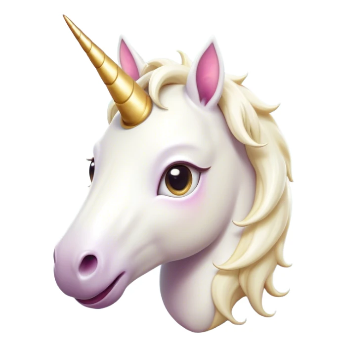 Cinematic Comical White Unicorn Portrait Emoji, Head tilted dramatically with an exaggeratedly amused expression, featuring a slender, radiant form with a playfully sparkling horn and wide, comically expressive eyes full of enchanting disbelief, Simplified yet hilariously expressive features, highly detailed, glowing with a slightly sassy magical glow, high shine, dramatic yet playful, stylized with an air of cheeky mythic mischief, soft glowing outline, capturing the essence of a meme-worthy white unicorn that looks ready to prance its way into viral fame! sticker