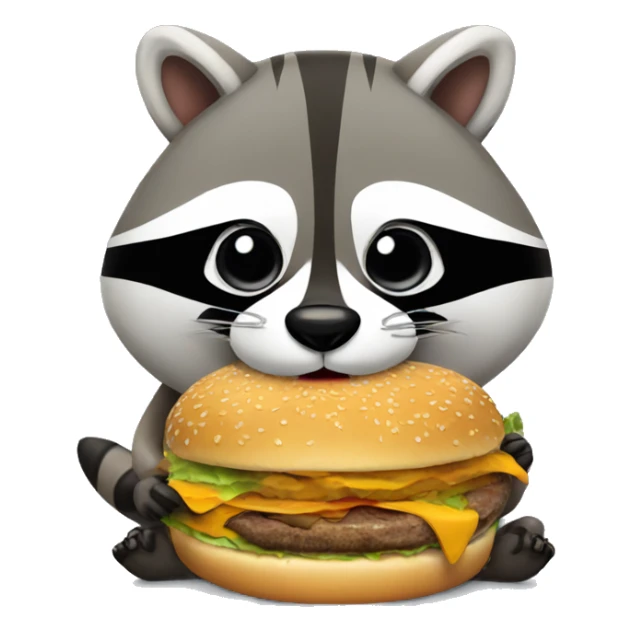 Raccoon eating a burger sticker