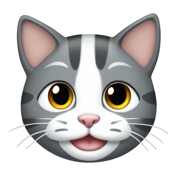 Grey cat with white mouth smiling no white on forehead sticker