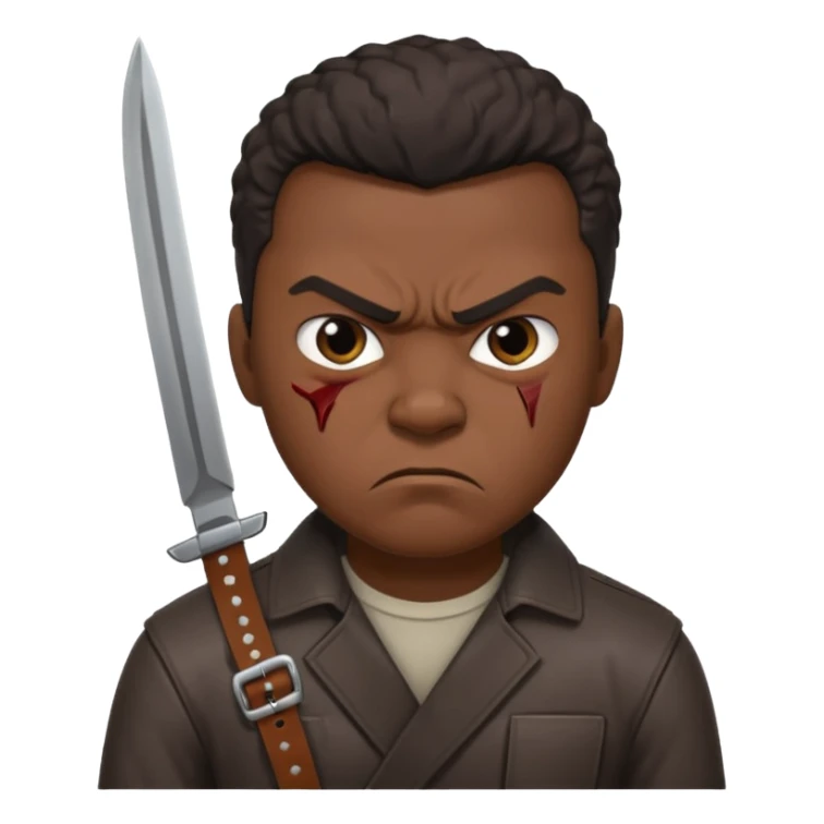 a angry black man slashing a belt sticker