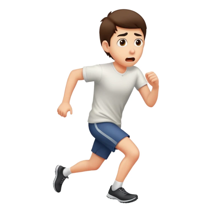 Person running away in fear, glancing back over shoulder with terrified expression sticker