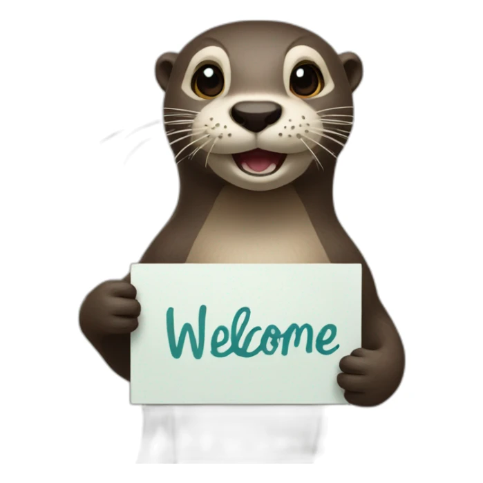 otter holding a sign that says welcome sticker
