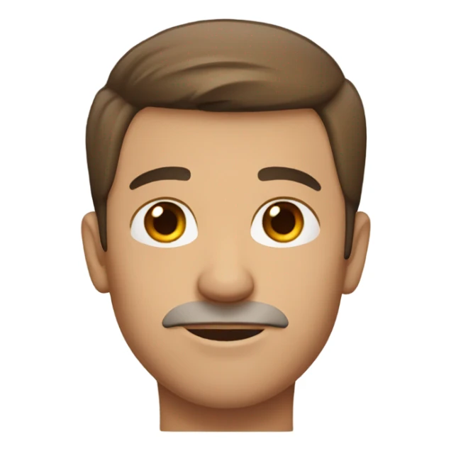 a men with brown short middle part hair, brown eyes  sticker
