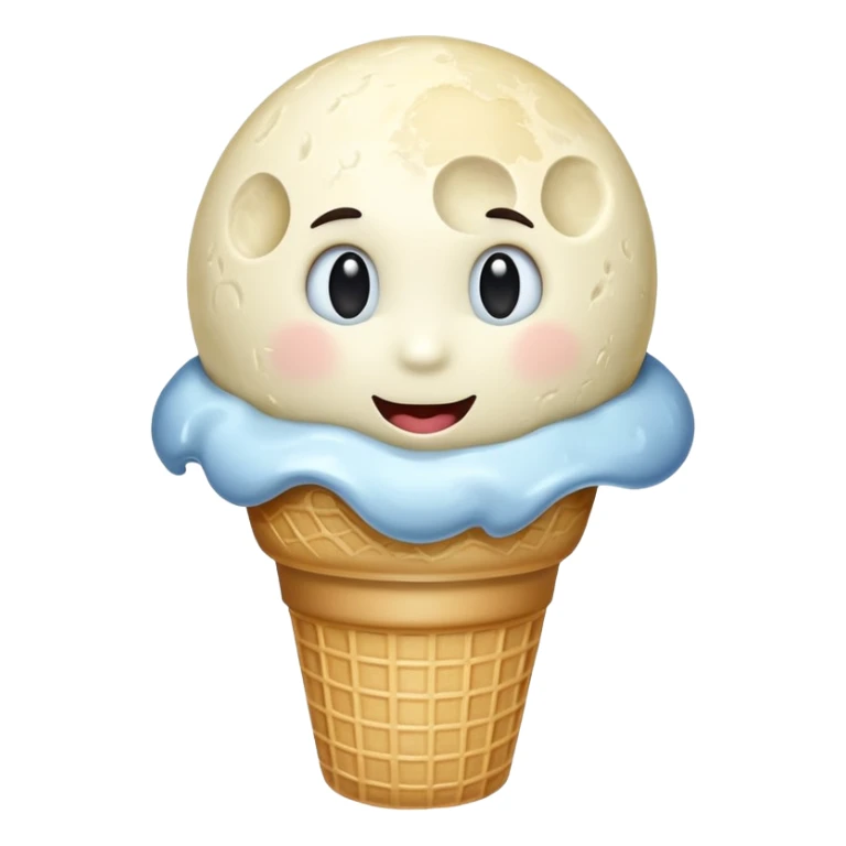 Ice cream that looks like the moon and is shiny sticker