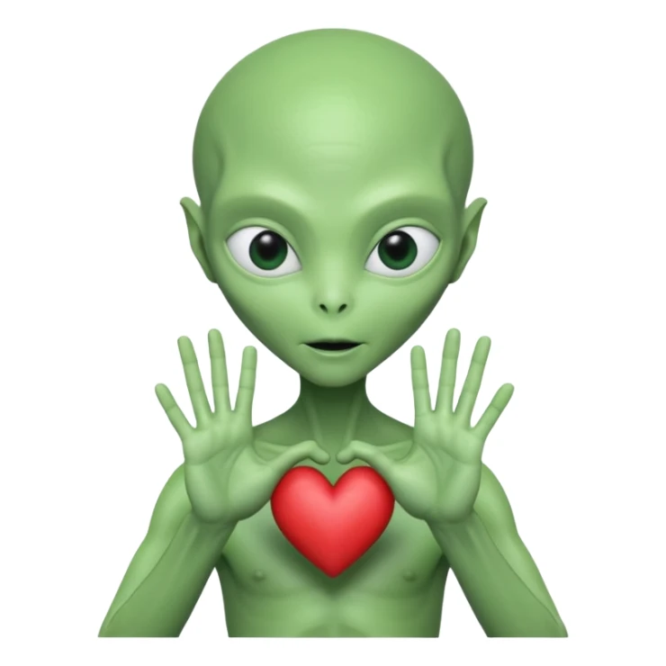 Alien from the movie Alien making heart sign with hands sticker