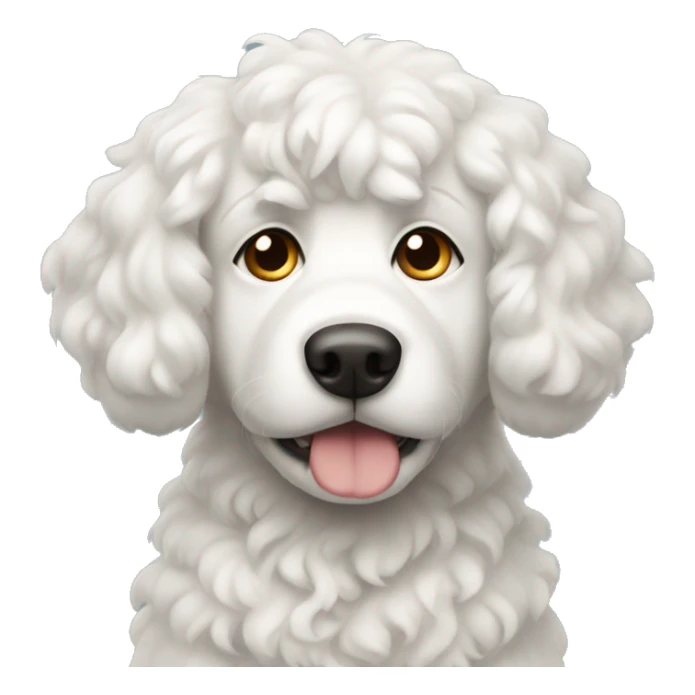Curly white dog with sad eyes  sticker