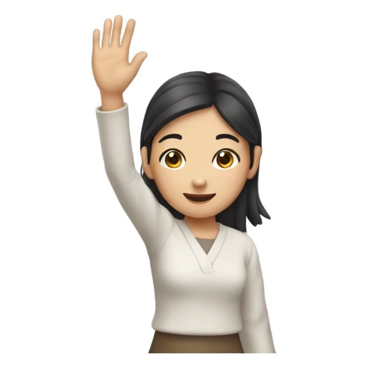 asian girl waving her hand sticker
