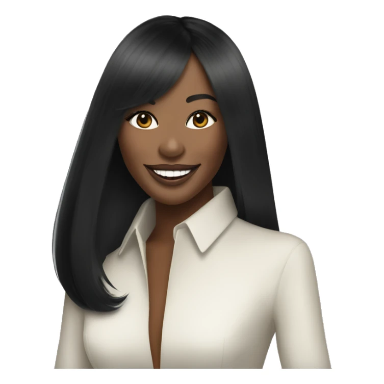 Naomi Campbell long black hair smiling sticker