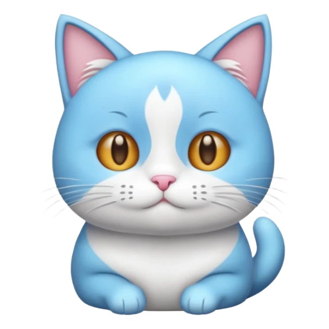 Gato celeste con blanco y sin amarillo animado sticker