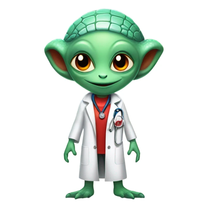 Reptilian alien woman, red crest, is a doctor sticker