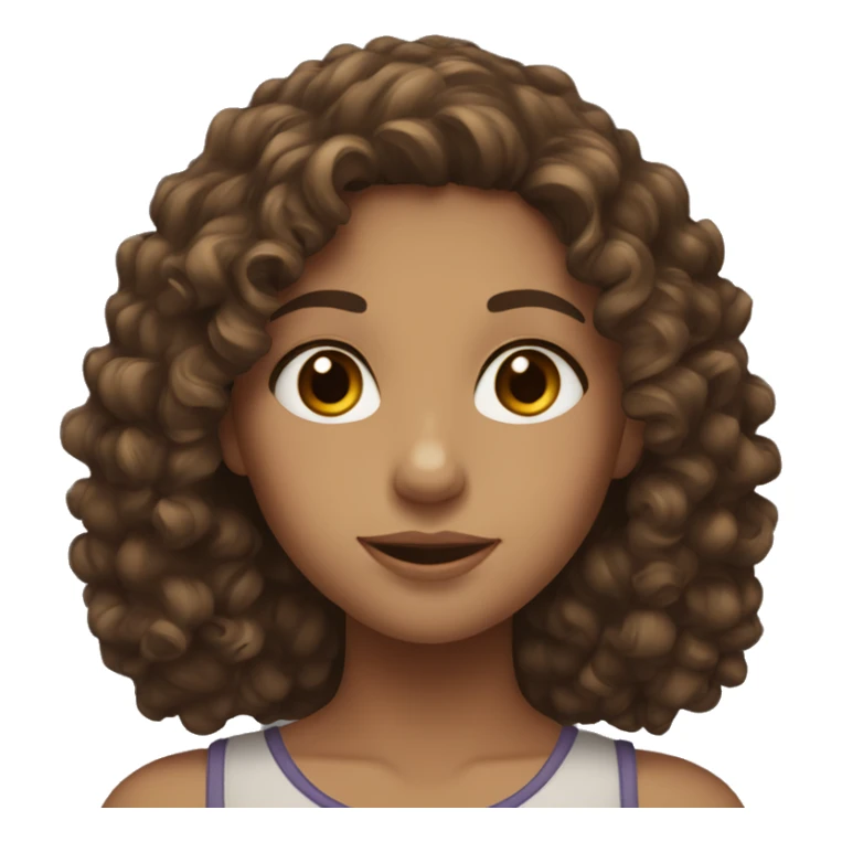 Girl with 2c curly brown hair and brown eyes sticker