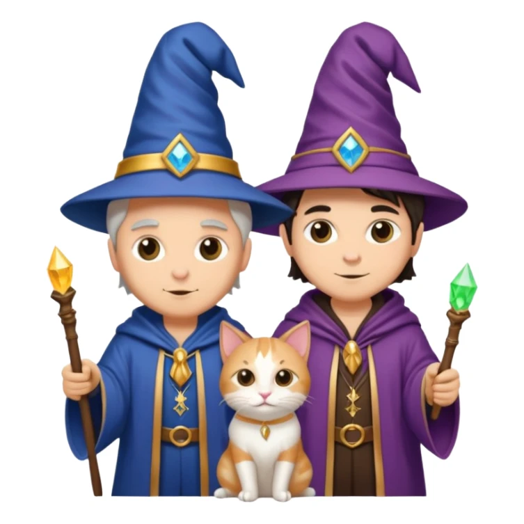 magician couple and their pet cat sticker