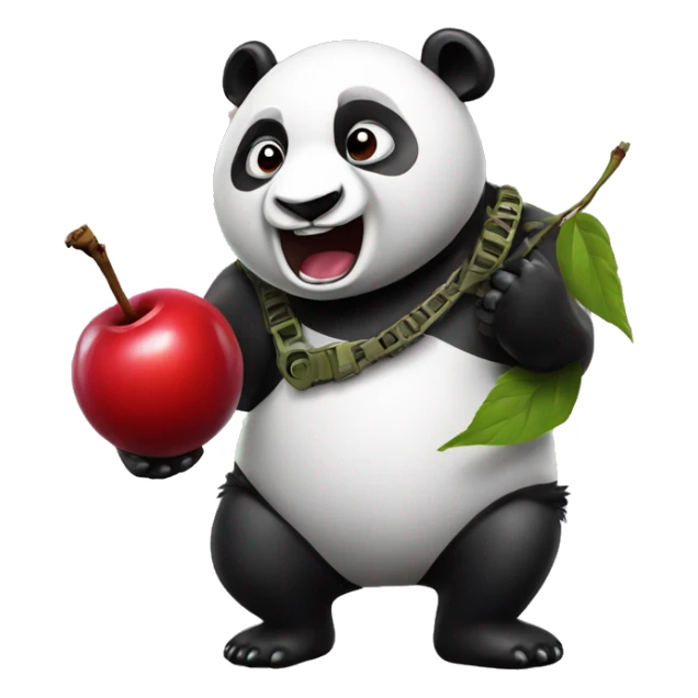 Panda with grenade in one hand and giant cherry in other hand  sticker
