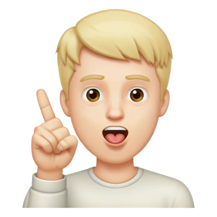 white male put his finger up and open mouse sticker