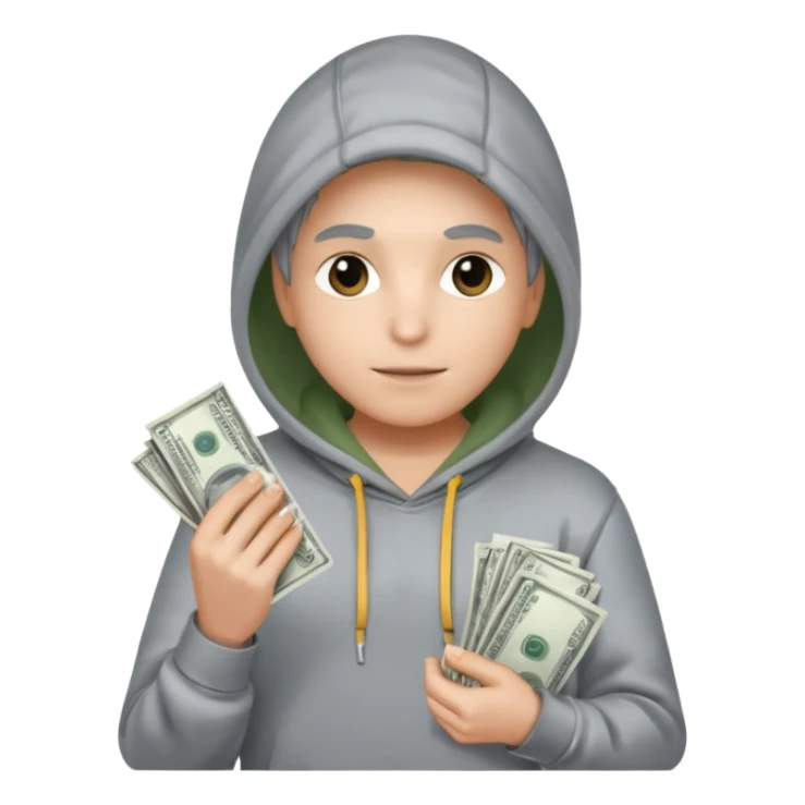 Hoodied holding money silver skin sticker