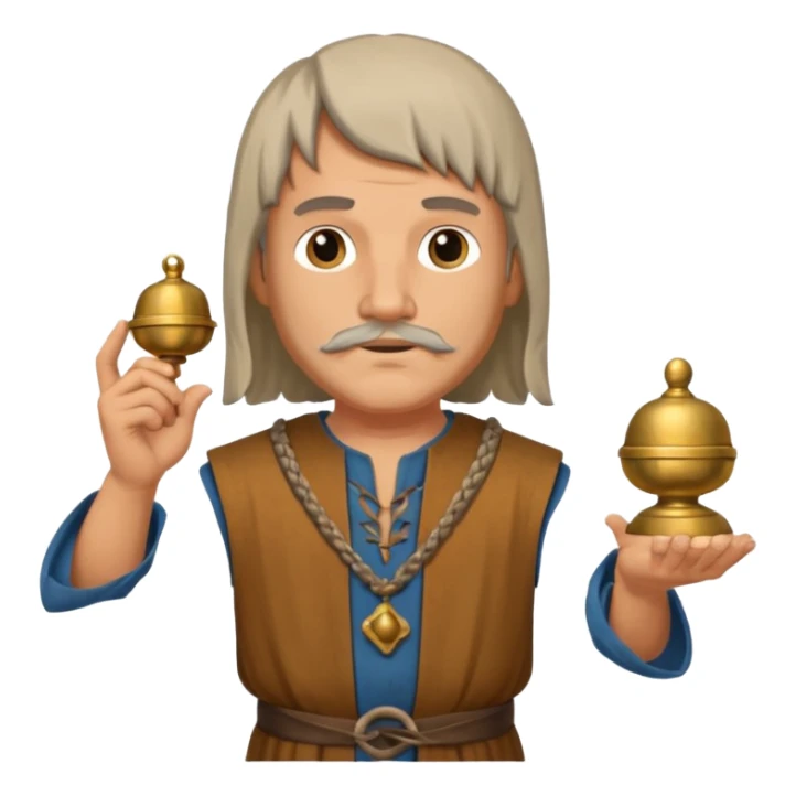 a white merchant in medieval time with a bell in his hand sticker